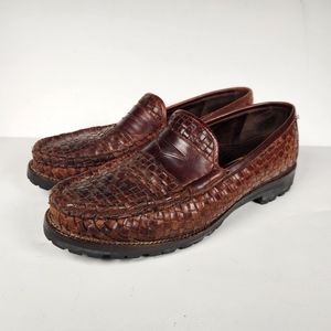 Cole Haan Womens Size 8 B Slip On Weave Loafers Brown Leather F3163 EUC